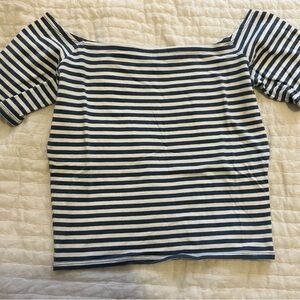 Abercrombie & Fitch Black Striped Off the Shoulder Top